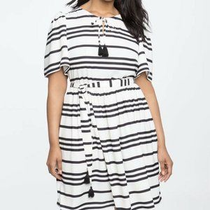 NWT Eloquii A Line Dress Circle Sleeve Stripe